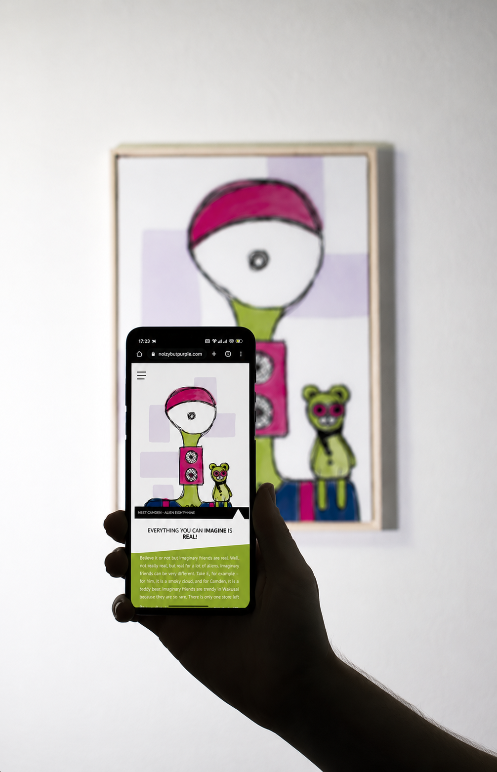 Interactive Portrait with digital story layer — physical acrylic artwork by noizybutpurple